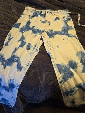 Bleached Blue and White Tie-Dye Women's Jeans